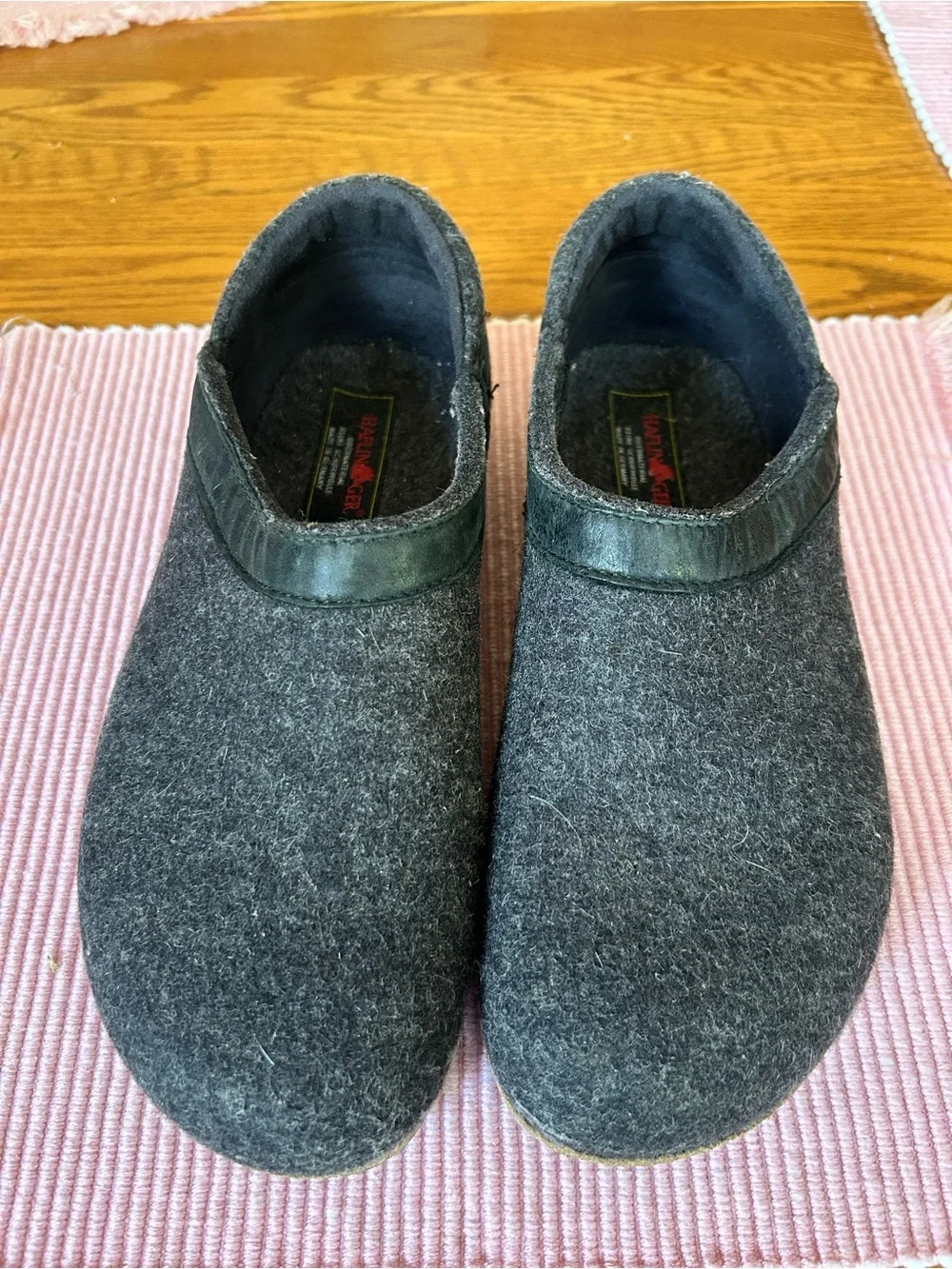 Haflinger Grizzly GZH Clogs - Felted Wool Slippers - Graphite - EU40 - Unisex